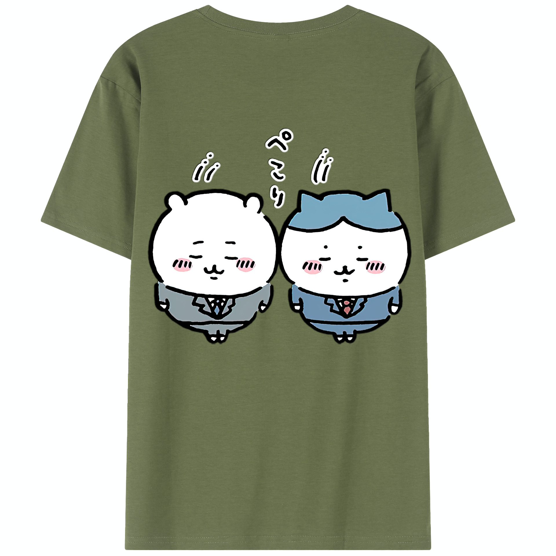 （画像用） ちいかわ ハチワレ Chii-kawa hachiware 綿100％半袖Tシャツ（背面プリント）